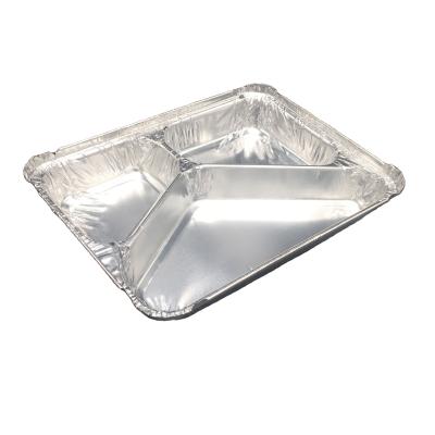 China Disposable Aluminum Food Tray 3 Compartment Foil Pan Suitable For On Go Lunches, Leftovers for sale