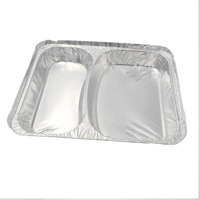 China Disposable Food Wrapping Aluminum Foil Two-Grid Dinner Dish for sale