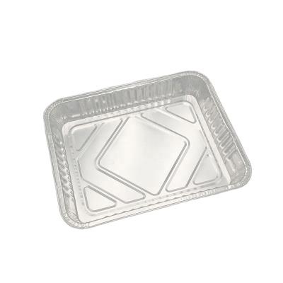 China Bakery Tray Custom Printing Logo Food Packaging Disposable Tray 600ml Tin Caterer Aluminum Foil Rectangular Food Container With Lid for sale