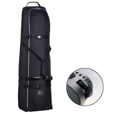 China Soft Cushion Heavy Duty 600D Polyester Oxford Wear Resistant Travel Golf Bag With Wheels for sale