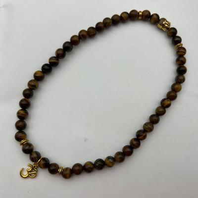 China Custom Adjustable 8mm Women Men New Styles Eco-Friendly Healing Set Tiger Stone Necklace Bracelet Nature Stone Jewelry for sale