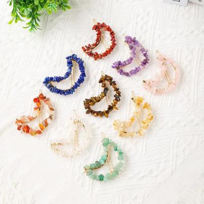 China Hot Sale Eco-friendly Natural Amethyst Gravel Moon Hair Accessories Clip Powder Crystal Word Hair Grab Hairpins wholesale for sale