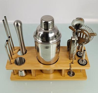 China 14 Pieces Barware Set Boston Shaker Bartender Tools Bar Kit Cocktail Shaker Set Stainless Steel Viable for sale