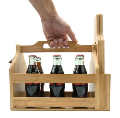 China Europe Wooden Beer Bottle Carrier Wine Bottle Cart Handled Wooden Beer Bottle Rack Crate Box Beer Trolley for sale