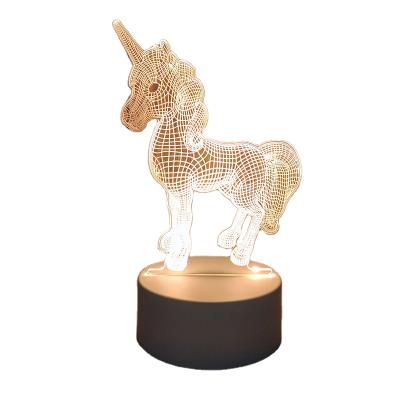 China Hot Dreamy 3d Light USB Hotel Night Bedside Lamp Creative Acrylic Cartoon Plug-in Bedroom Mini Bedside Lamp for sale