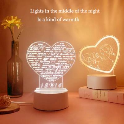 China Hotel gift logo custom activity handmade diy creative children cartoon with stable protection 3d filling acrylic led night light for sale