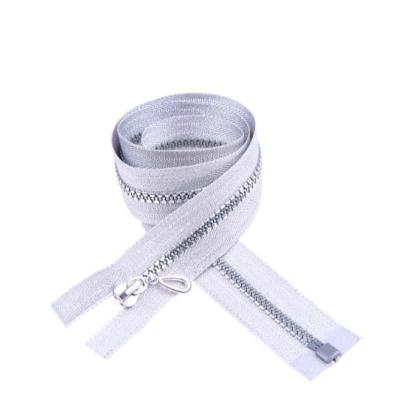 China Auto Lock DAWEI Brand 3# Silver Vacuum Plating Plastic Teeth Dropwater Slider Zipper for sale