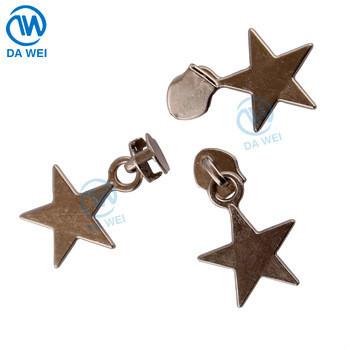 China DAWEI Brand Fancy Zipper Puller Nickel Free Five-pointed Star Shape Pulls Bag Metal Zipper Slider for sale