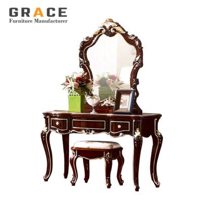 China H8801R solid wood vanity mirror with drawer and stool price for sale