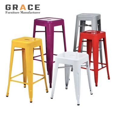 China Modern Creative Design Iron Stools Metal Square Chair Dining Room Restaurant Chairs for sale