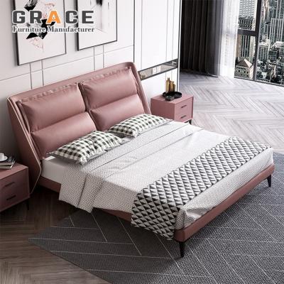 China Italian Modern Luxury Soft Bag Leather Bedroom Furniture 1.8m Double Bed for sale