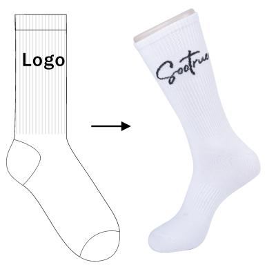 China Factory Custom High Quality QUICK DRY Custom Socks Cotton White Socks With Logo for sale