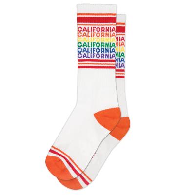 China QUICK DRY colorful premium cotton patterned CALIFORNIA fun socks for men and women for sale