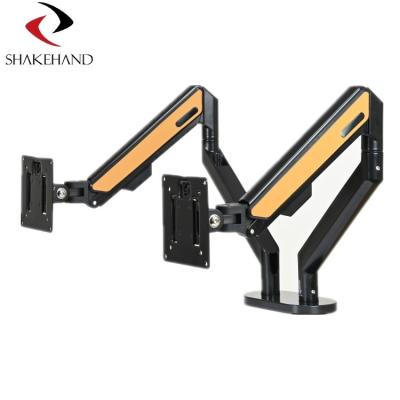 China 13-32 Inch Double Adjustable Screen Monitor Dual Arm Desktop Mount With 13-32inch Flange for sale