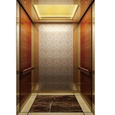 China Residential Elevators Gearless Passenger Elevator With Marble Floor Mirror Stainless Steel Passenger Elevator Gold Price for sale