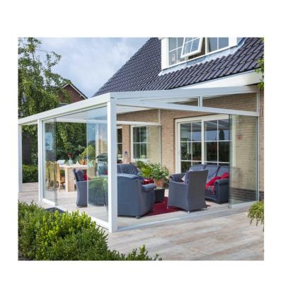 China Waterproof European Style Terrassendach Frameless Glass Sliding Door Wall System For Yard Patio Roofing for sale