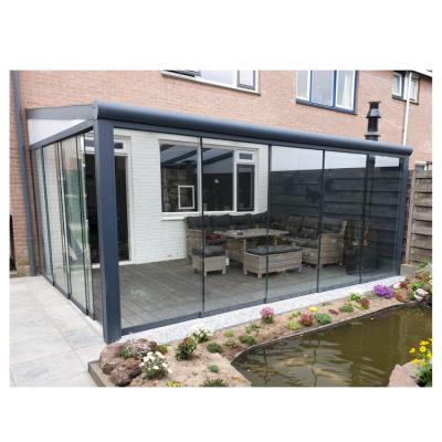 China Waterproof Patio Roofing Aluminum Structure Glass Sliding Wall System for sale