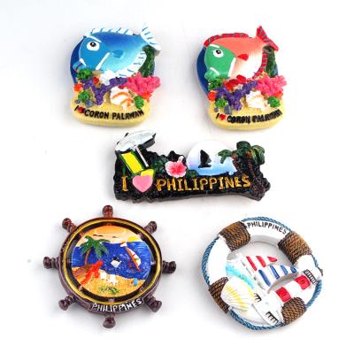 China Shape Wholesale Custom Machine Printed 3D Resin Philippines Souvenir Fridge Magnet for sale