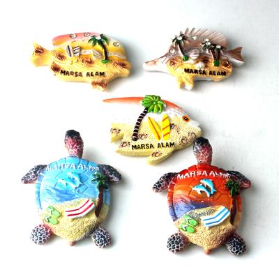 China Shape 3D Hot Sale Resin Craft Fish Sea Turtle Hand Painted Fridge Magnet for sale