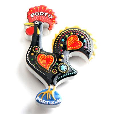 China Shape Portugal Rooster Good Luck Souvenir Fridge Magnet Black Rooster Fridge Magnet for sale