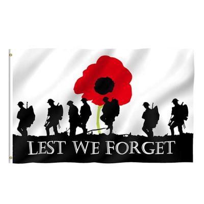 China Historical Hanging Flag Lest We Forget Poppy Remembrance Day War Heroes 3' Wall Flag Indoor/Outdoor Activities Event x5 ft Polyester for sale