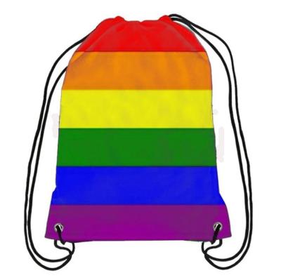 China Cheap Lgbt Waterproof Lgbtq Pride Rainbow Drawstring Backpack Gay for sale