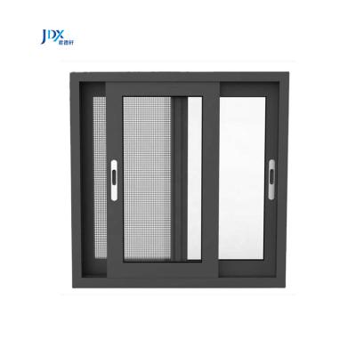 China Magnetic Screen Commercial Champagne Bronze Color Aluminum Sliding Window Double Glazed Aluminum Sliding Window With Blue Glass for sale