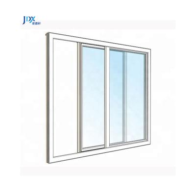 China Sliding Champagne Color Aluminum Sliding Window Three Panel Down Vertical Double Glazed Aluminum Sliding Window for sale