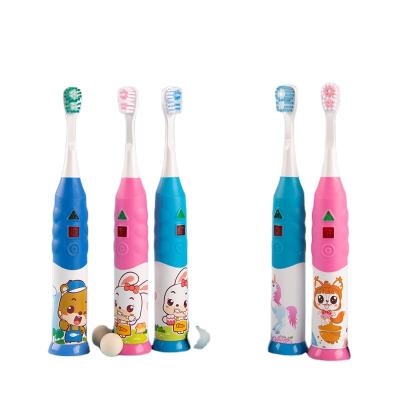 China Battery Operated Brush Vibration Traffic LED Light 1 Minutes Timer IPX6 Waterproof Battery Operated Kids Electric Toothbrush for sale