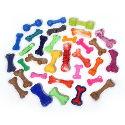 China Kinyu Puppy Bone Shape Dog Plastic Rubber Nylon Interactive Squeaky Toys Viable Pet Accessories TPR Chews For Dogs for sale