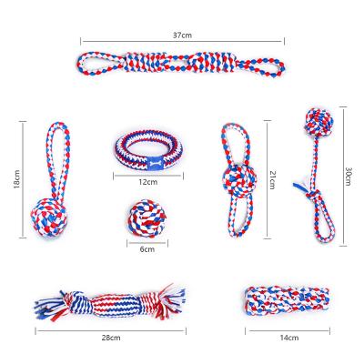 China Sustainable OEM Manufacturer 8 Pack Red White And Blue Chew Dog Rope Toys for sale