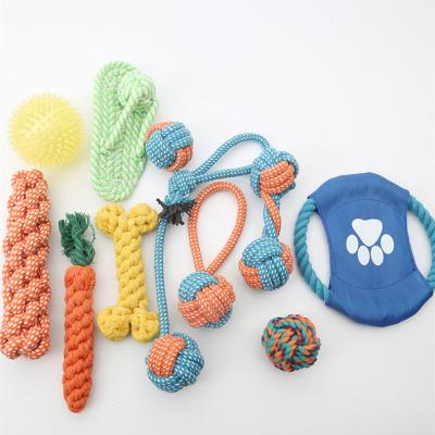 China Viable Manufacturer Wholesale 11 Packs Braided Dog Pet Ball Carrot Bone Cotton Rope Toy Cute for sale