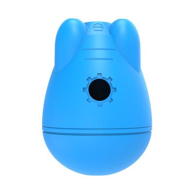 China Sustainable IQ Treat Interactive Rubber Puzzle Tumbler Leaky Hole Dog Toy Wobble Dog Food Dispenser for Medium Large Dogs for sale