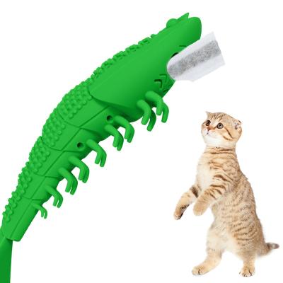 China Original Patent Viable Dental Care Oral Shrimp Form Cat Teeth Chew Fish Cat Toothbrush Catnip Toy Cat for sale