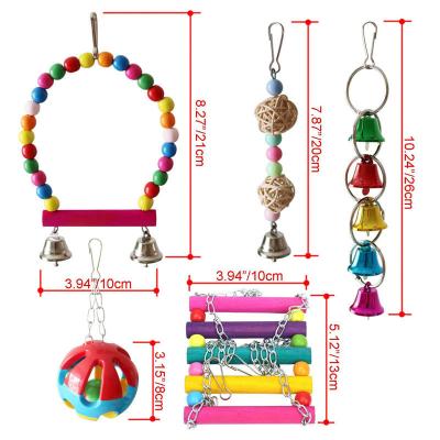 China Kinyu Viable Wholesale 5 Packs Bird Swing Chewing Perches Hanging Toys Bird Parrot Cage Budgie Toys for sale