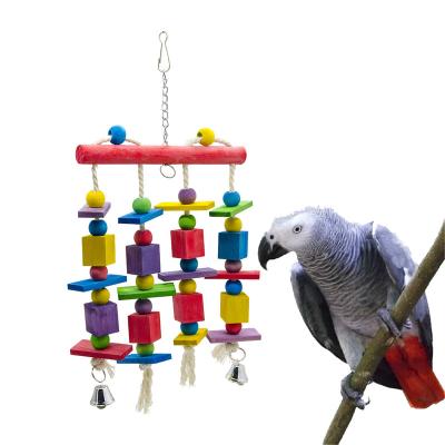 China Wholesale Viable Multicolor Wooden Blocks Bird Chew Toy For Parrot Cockatiel Macaw Conure Parakeet for sale