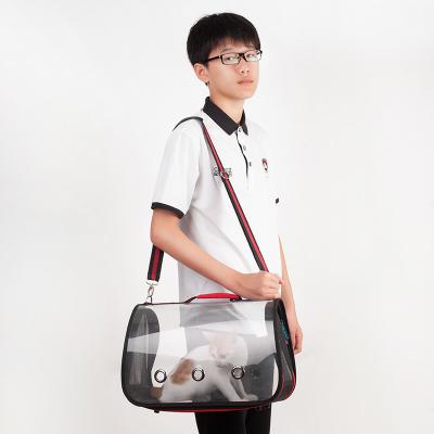 China Transparent Pet Carrier Travel Shoulder Bag APET Breathable Casual Handbag New For Cat Dog for sale