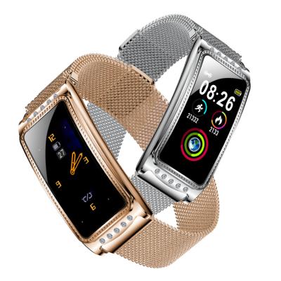 China Luxury Steel Heart Rate Girls Oxygen Blood Pressure Ladies Touch Screen Ladies Watch Waterproof Certified Smart Women for sale