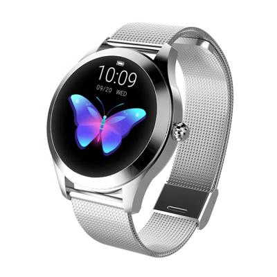 China Round Touch Screen Manufacturer Brand 1.04 Inch Metal Stainless Customize Waterproof Women Cell Phones Heart Rate Smart Watch Wristband Stylish for sale