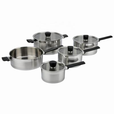 China Sustainable high quality stainless steel cookware set induction cooking pots for sale