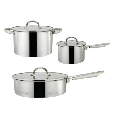 China Sustainable Shape Stainless Steel Induction Pots And Pans Vertical Cavity Handle Cookware Set Cooking for sale