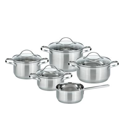 China Sustainable Wholesale Kitchenware Stainless Steel Cookware Set Induction Cooking Pots for sale