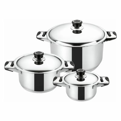 China Sustainable Wide Edge Stainless Steel Induction Casserole Cooking Pots Set Cookware Set for sale