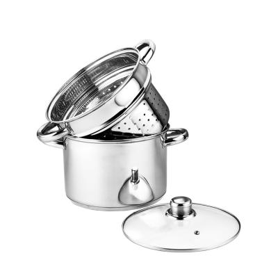 China Multi-Functional Sustainable Stainless Steel Pasta Pot Noodle Pot Spaghetti Cooking Pot With Strainer Insert for sale