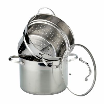 China Stainless Steel Spaghetti Strainer Pasta Pot Set Sustainable Italian Cookware Set for sale