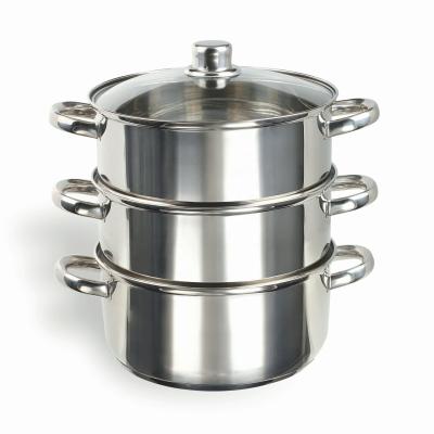 China Sustainable Popular 3 Layer Stainless Steel Food Steamer Pot Set Cooking Pots for sale