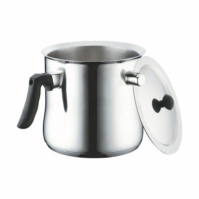 China Sustainable Popular Wall Shape Stainless Steel Belly Whistling Double Boiling Milk Cooking Pot With Induction Capped Bottom for sale