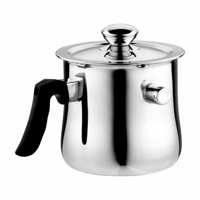 China Double Wall Sustainable Belly Button Shape SS Stainless Steel Milk Belly Boiling Pot for sale