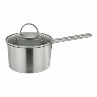 China Sustainable Kitchenware Stainless Steel Pan Milk Pot Cookware With Strainer Lid for sale