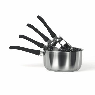 China Sustainable Hot Sale Saucepan Set Stainless Steel Bakelite Handle With Soft Touch Coating for sale